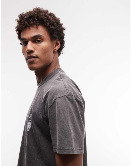AllSaints Gray Sun City Short Sleeve Graphic Logo T-shirt for men
