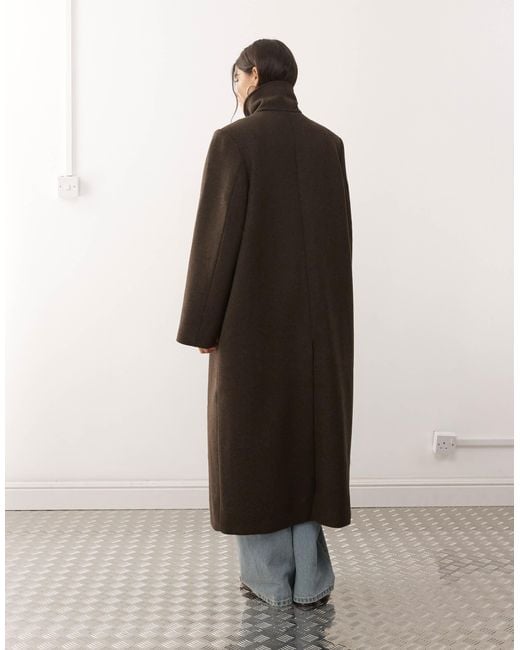 Weekday Brown Wool Blend Car Coat