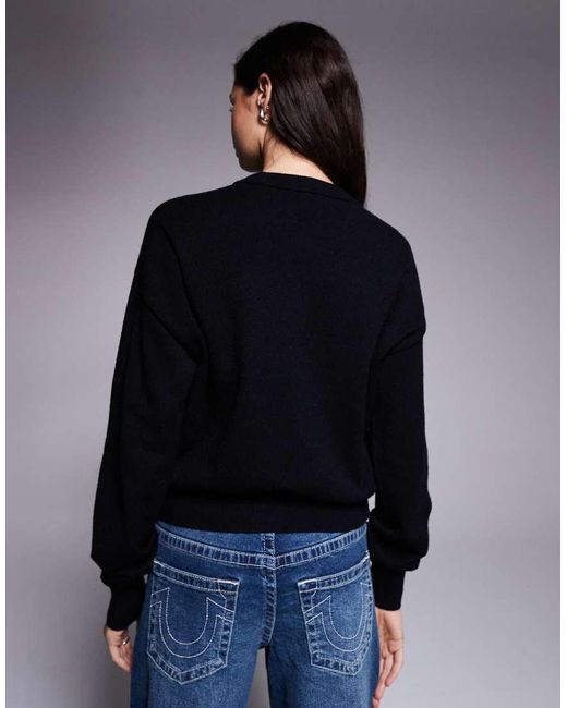 HUGO Blue Slogix Script Logo Knit Jumper
