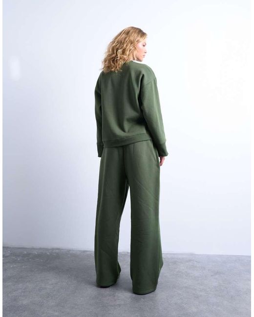 TOPSHOP Green La Paloma Embroidered Straight Leg Sweatpants
