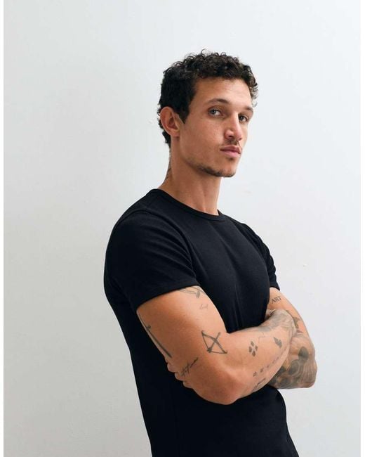 Weekday Blue Slim Fit Rib T-shirt for men