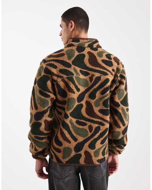 Parlez Multicolor Logo Zip Through All Over Camo Print Fleece for men