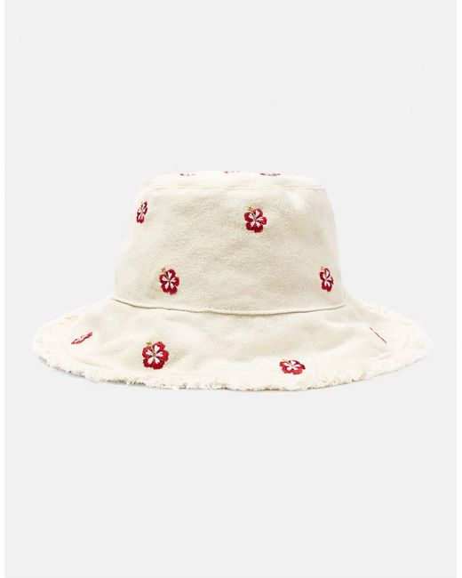 Pull&Bear Natural Hibiscus Flower Bucket Hat