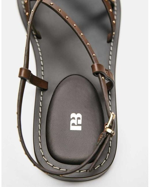 Pull&Bear Brown Flat Studded Sandals
