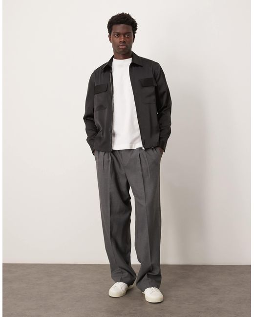 ASOS Black Overshirt With Patch Pockets for men