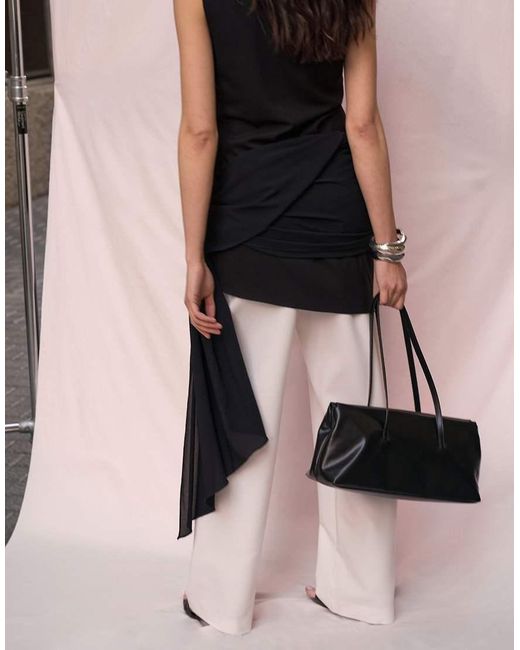 NA-KD Black Squared Leather Tote Bag