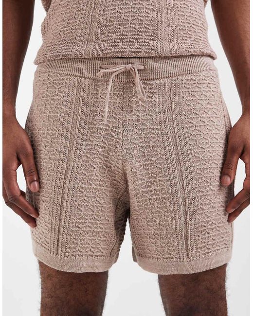 ASOS Natural Knitted Textured Shorts for men