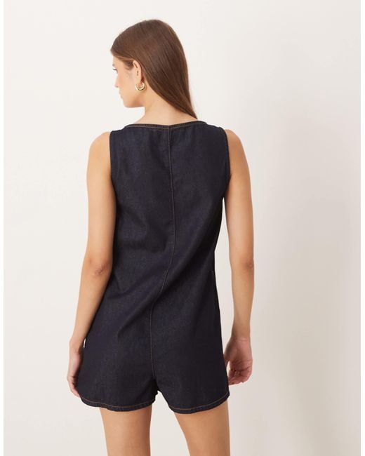 ASOS Blue Denim Button Front Romper