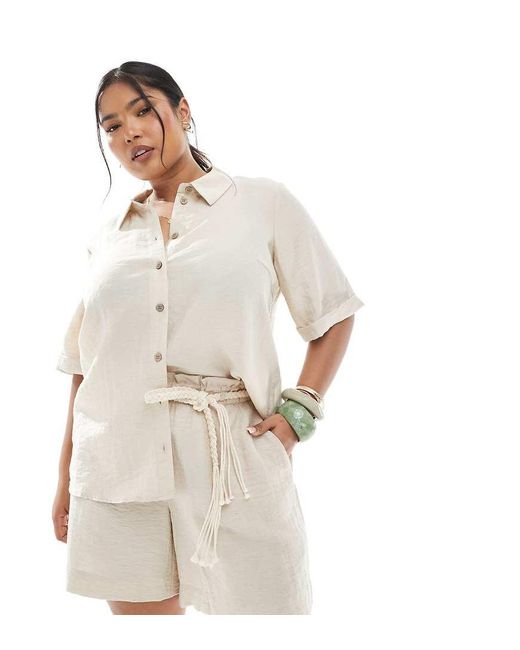 Camicia Squadrata Color Avena di Vero Moda in Natural