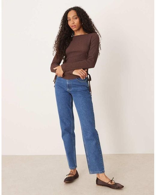 ASOS Top Met Bubbeltextuur En Lange Mouwen in het Brown