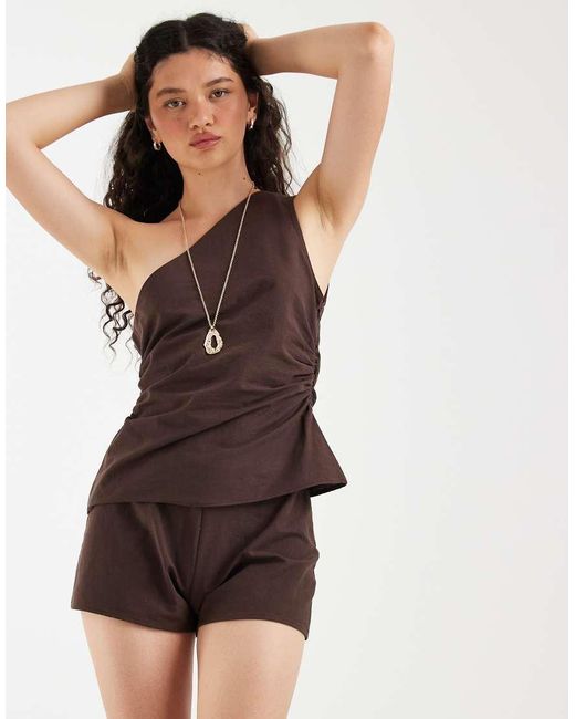 ASOS Brown Linen Blend Micro Shorts