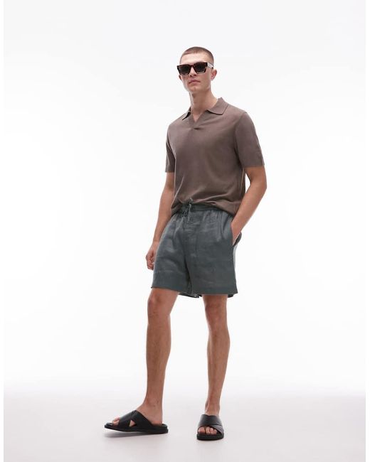 ARKET Green Pure Linen Drawstring Shorts for men