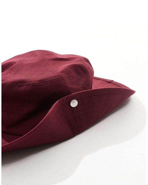 Cappello Da Pescatore Stile Safari Bordeaux Slavato di ASOS in Red da Uomo