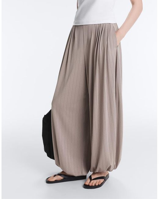 Oysho White Modal-blend Pinstripe joggers
