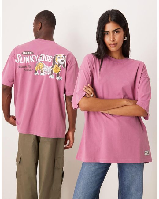 Disney pixar - t-shirt oversize à imprimé zigzag ASOS en coloris Pink
