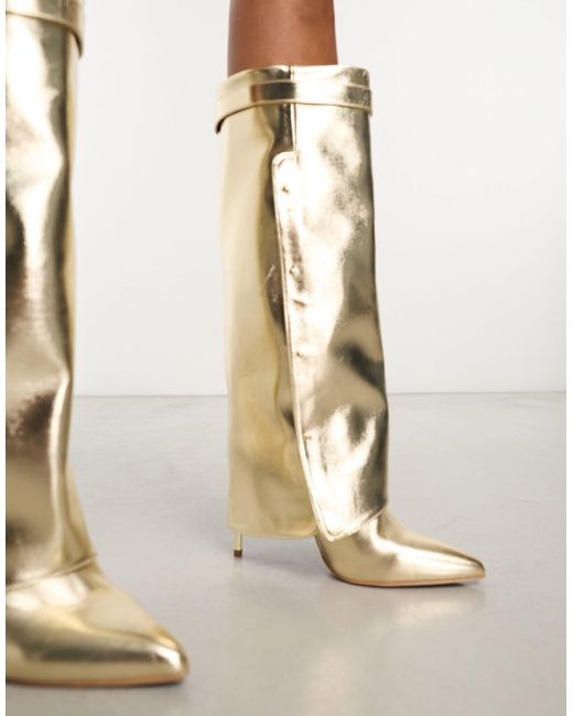 ASOS Metallic Clearly High-heeled Fold Over Knee Boots
