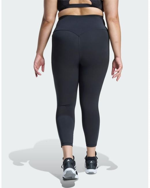 Adidas Originals Blue Optime Workout 3-Stripes 7/8 Leggings (Plus Size)
