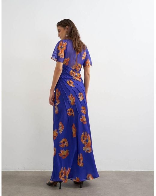 TOPSHOP Multicolor Chiffon Maxi Dress With Pintucks Detail