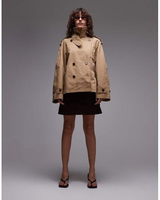 ARKET Brown Cropped Utility Trench Coat With Storm Flap