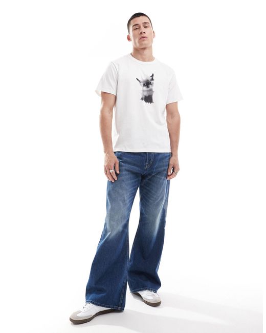 Weekday Blue Time Loose Fit Bootcut Jeans for men