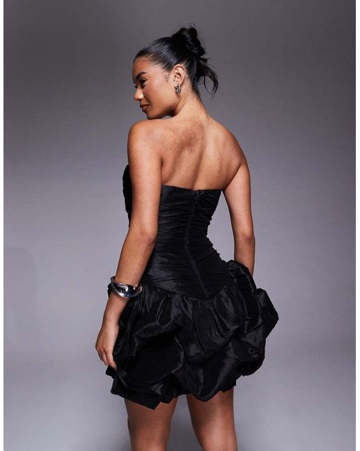 Jarlo Blue Bandeau Mini Dress With 3D Ruffle Skirt