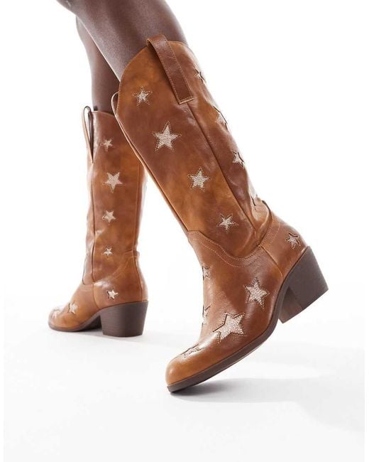 Glamorous Brown Star Western Boots