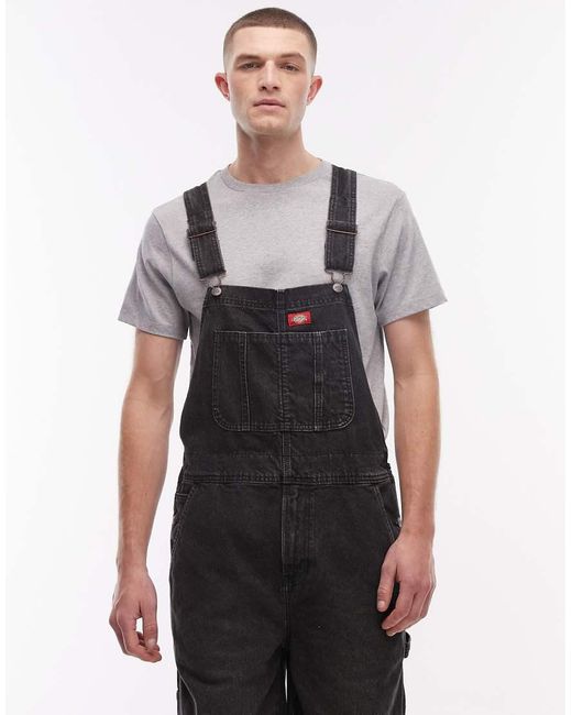Dickies Black Loose Denim Dungarees for men