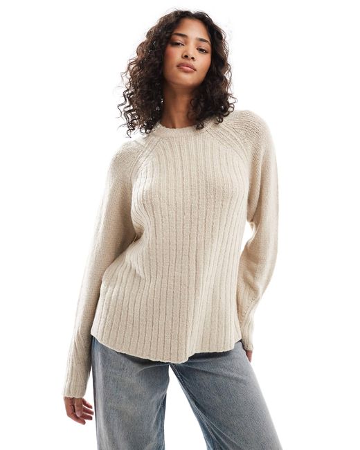 Threadbare Natural Loose Fit Ribbed Jumper