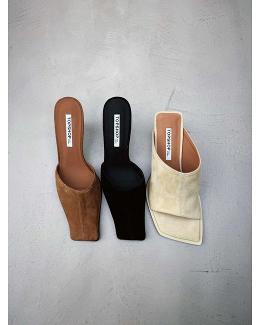 TOPSHOP Multicolor Premium Dante Suede Square Toe Heeled Mule