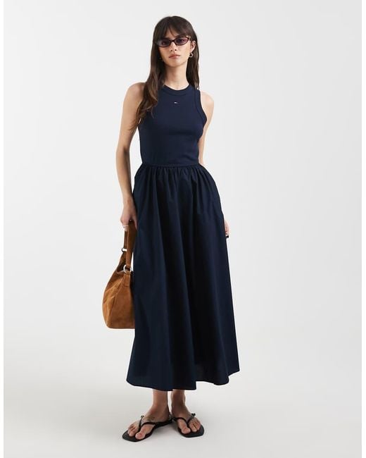 Tommy Hilfiger Blue Rib Poplin Tank Dress