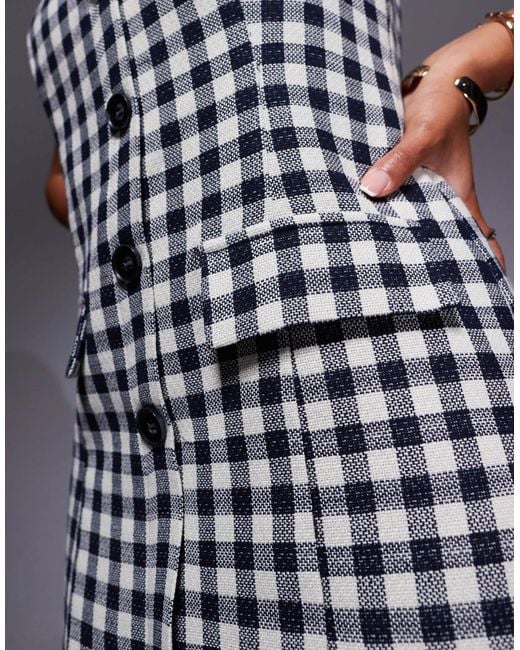 River Island Black Button Front Gingham Mini Dress