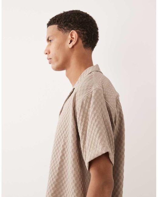 Jack & Jones Gray Waffle Short Sleeve Shirt for men