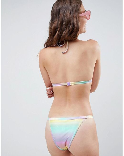 Bottom Tanga Print With Shell Bikini Mermaid Pastel In Ombre Women's MpzSUV