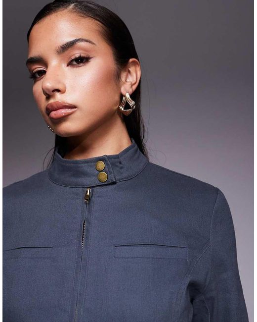 Edikted Blue Kayra Moto Jacket