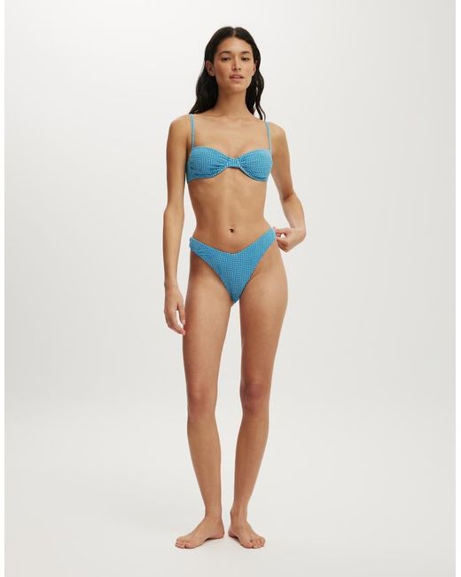 Cotton On Blue Dip Front High Side Brazilian Bikini Bottom