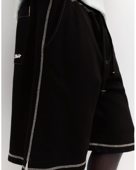 Pull&Bear White Stwd jogger Bermuda Shorts With Seams for men