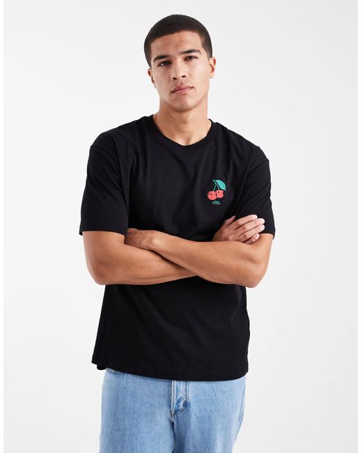 Jack & Jones Black Oversized T-shirt With Borough Market Print for men