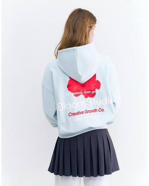 Pull&Bear White Flower Graphic Hoodie