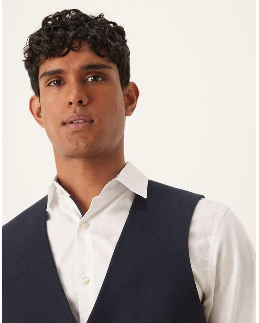 Chaleco De Traje De Corte Slim Con Patrón De Espiga De Tejido Efecto Lana De ASOS de hombre de color Blue