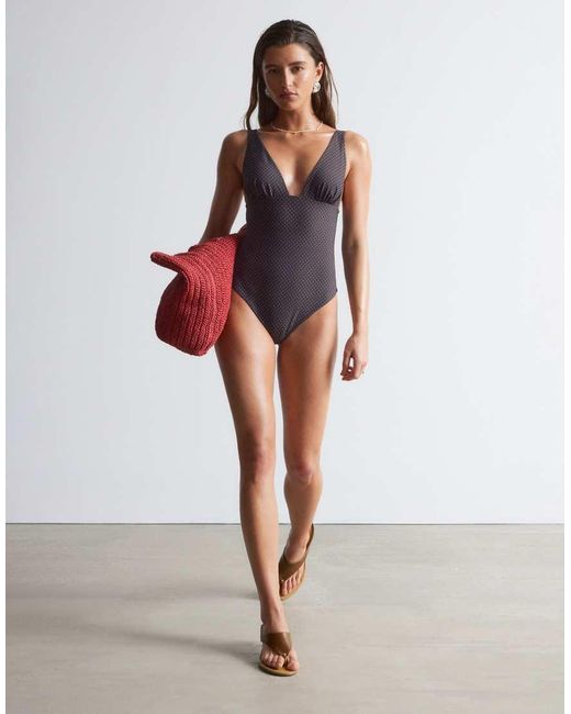 & Other Stories Red Plunge Swimsuit