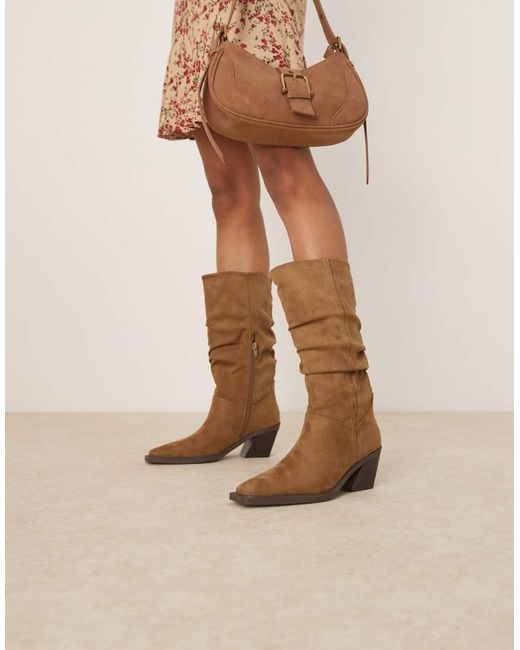ASOS Natural Chosen Slouchy Western Knee Boots
