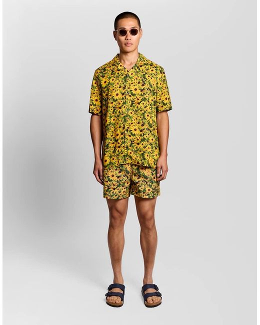 Lyle & Scott Yellow Shorts Wild Garden Print Swimshort for men