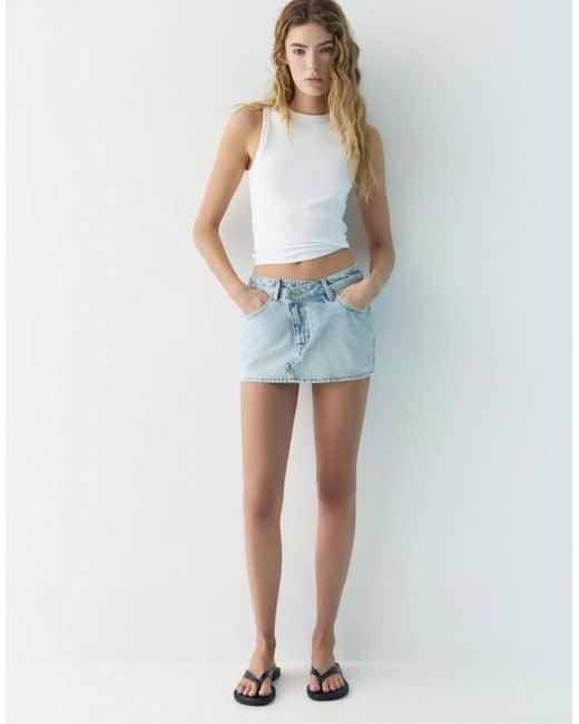 Pull&Bear Blue Denim Crossover Skort