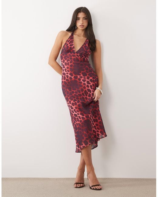 asos red halter neck dress ASOS DESIGN knit halter neck maxi dress in red polka dot