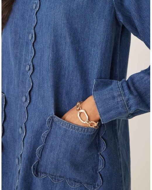 Nobody's Child Blue Kynance Denim Smock Mini Dress