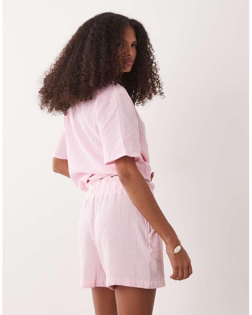 Jdy Pink Cheesecloth Shorts Co-ord