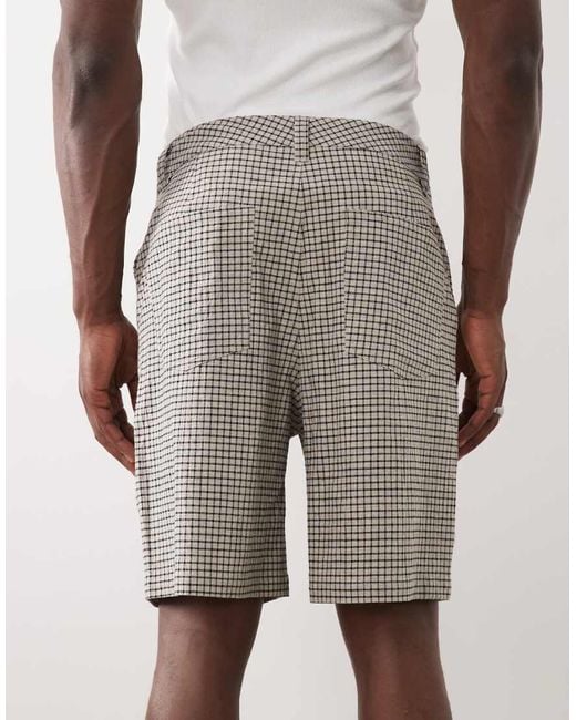 ASOS Natural Mid Length Jorts With Pleat & Tie Styling for men