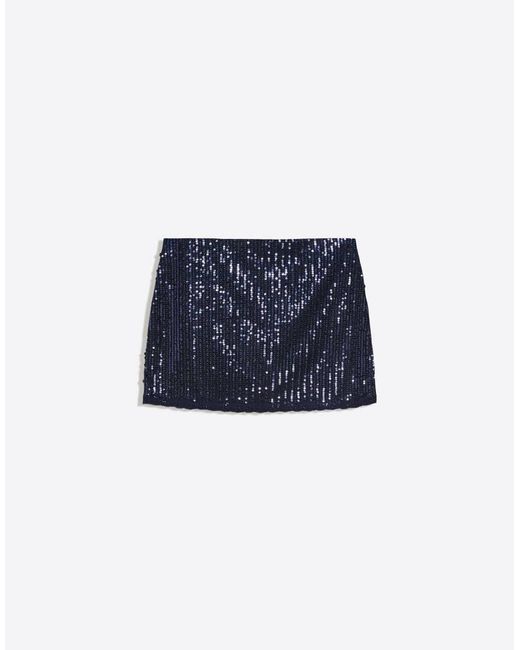 Bershka Gray Lace Sequin Mini Skirt