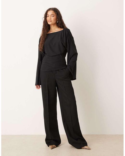 Gina Tricot Black Draped Back Blouse