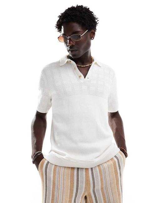 Abercrombie Fitch Pattern Knit Cropped Polo in White for Men Lyst UK